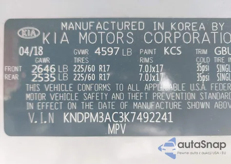 2019 Kia Sportage Lx из США, поврежденный, VIN KNDPM3AC3K7492241